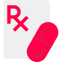 White paper with red RX text and red pill